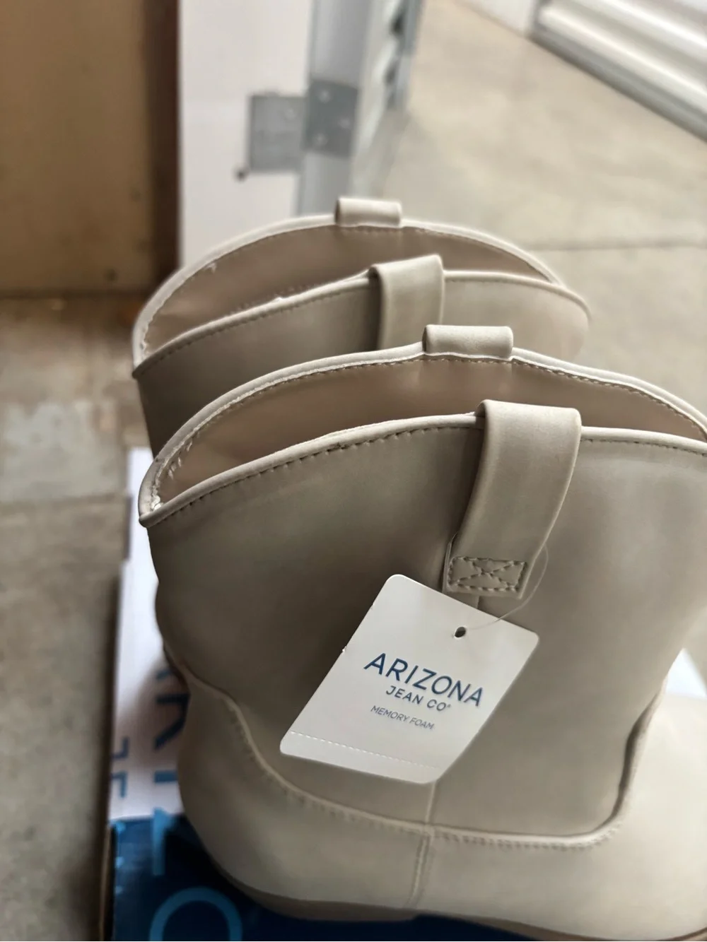 Arizona Jean Company Cream Pointed Toe Mid-Calf Boots